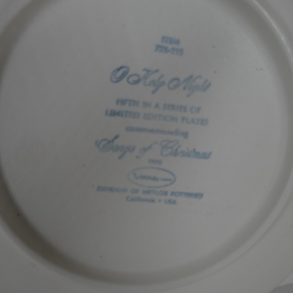 Vernon Metlox Xmas Plate 1975 Songs of Christmas O Holy Night 8.5 inch Vintage - Picture 7 of 9